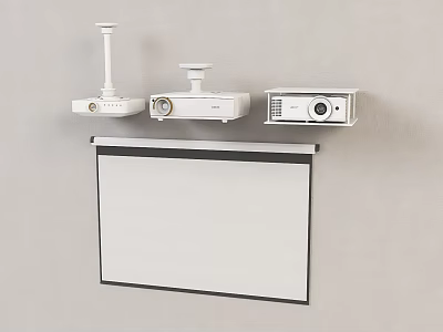 Wall Mounted Projectors And Projection Screen For Home Theater Equipment Setup 3d model