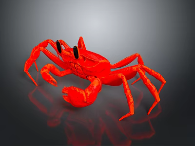 Red Crab Aquatic Animal With Detailed 3D Model Design And Shiny Surface 3d model