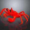 Red Crab Aquatic Animal With Detailed 3D Model Design And Shiny Surface