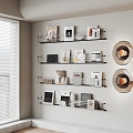 Modern Wall Shelf Book Ornaments Bookshelf Wall Lamp Book Combination Wall Decoration 3d model