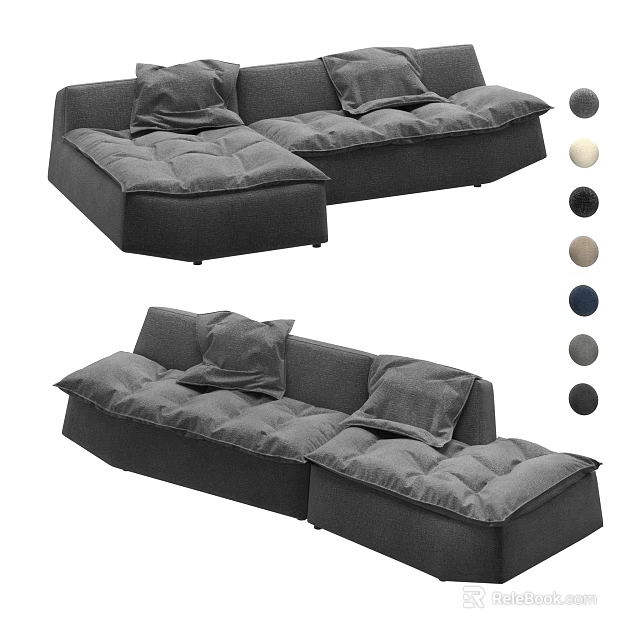 Modern Sectional Sofa Set With Multiple Cushions And Various Color Options 3d model 