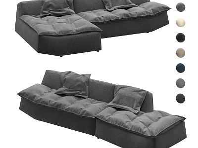 Modern Sectional Sofa Set With Multiple Cushions And Various Color Options 3d model