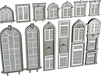 European style French window combination window glass window bay window bedroom window floor-to-ceiling window balcony window villa floor-to-ceiling window sliding window casement window 3d model