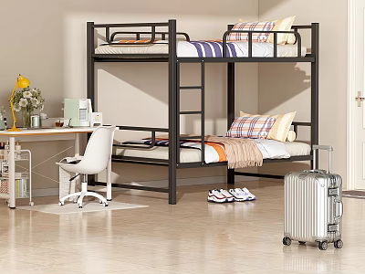Student Bed Bunk Bed Dormitory Bed 3d model