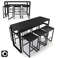 Sleek All Black High Bar Table And Four Bar Stools Set For Indoor Dining Spaces