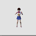 Anime Girl In Sailor Uniform Brown Short Hair Red Wristbands Fists Clenched Serious Green Background