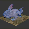 Purple Fantasy Creature With Pink Wings Sharp Teeth And Claws On Cracked Ground