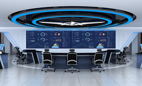 modern monitoring room 3d model