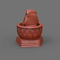 White Buddha Sculpture Carving With Pink Patterned Base On Reflective Water Surface