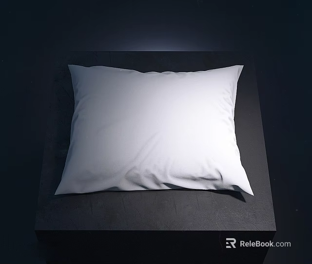 White Soft Throw Pillow on Black Square Base with Smooth Surface 3d model 