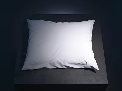White Soft Throw Pillow on Black Square Base with Smooth Surface 3d model