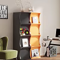 Simple Side Cabinet Bookshelf Leisure Chair Jewelry Ornaments Computer Desk 3d model
