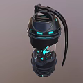 Futuristic Black Device With Transparent Body Blue LED Lights And Hanging Strap