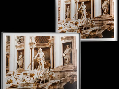 Detailed Vintage Classical Figure Painting With Architectural Statues And Fountain Scene 3d model