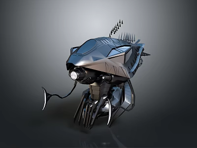 Futuristic Space Probe Featuring Metallic Design Antenna Array And Support Legs For Cosmic Exploration 3d model
