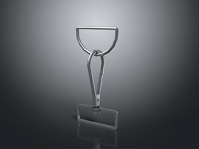 Silver Metal Geometric Stand with Curved Handle and Square Base 3d model