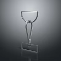 Silver Metal Geometric Stand with Curved Handle and Square Base