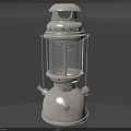 Vintage Metal Kerosene Lamp With Glass Shade And Top Handle Design
