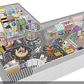 Vibrant Kids Amusement Playground with Spiral Slide Climbing Net Small Stalls and Colorful Decorations
