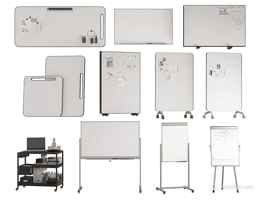 Wall Mounted Whiteboard Accessories With Various Sizes Mobile Stands And Portable Designs 3d model