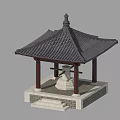 Traditional Chinese Pavilion With Black Tiled Roof Wooden Pillars And Stone Base