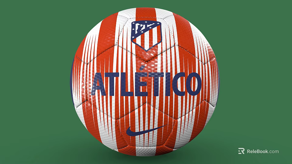Nike Atletico Football With Red White Striped Design And Team Logo 3d model 