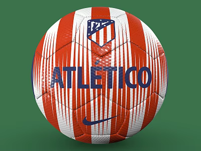 Nike Atletico Football With Red White Striped Design And Team Logo 3d model