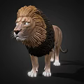 Realistic 3D Lion Model With Brown Mane Standing On Dark Background