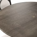 Modern Dark Wood Round Dining Table Set With Four White Upholstered Chairs