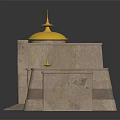 Ancient Building With Golden Dome Stone Structure Steps Entrance And Decorative Lines