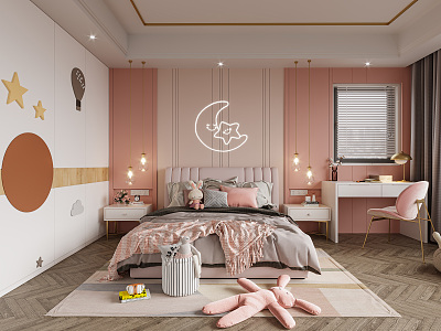 Pink Daughter Room Modern Children's Room 3d model