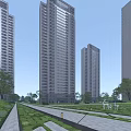 Modern High Rise Residential Building with Green Trees and Blue Sky Surroundings