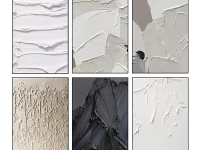 Abstract Textured White Gray Wall Art With Layered Brush Strokes And Modern Design 3d model