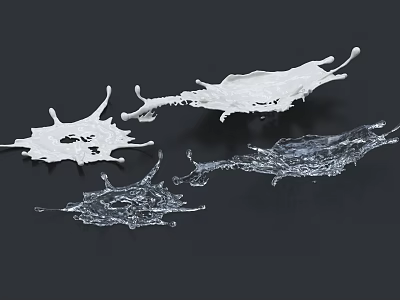 Garden Decorative Accents With White Transparent Water Splashes On Black Background 3d model