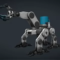 Mechanical Robot With Mechanical Arm Legs And Blue Mug On Top