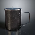 Black Metal Mug With Lid And Handle For Daily Household Use