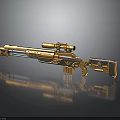 Highly Detailed Golden Futuristic Rifle With Scope Modern Sci Fi Weapon Design Elements