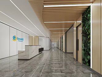 Modern Aisle Front Desk Aisle Public Office 3d model