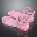 Pink Flat Summer Sandals With Two Straps And Ankle Strap Design 3d model
