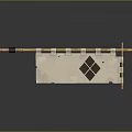 Traditional Bamboo Frame Banner With Diamond Pattern Fabric And Support Structure