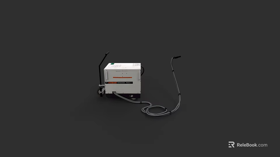 Portable White Industrial Machine With Black Handles Hose And Wheels 3d model 