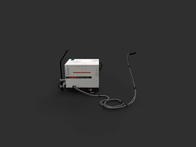 Portable White Industrial Machine With Black Handles Hose And Wheels 3d model