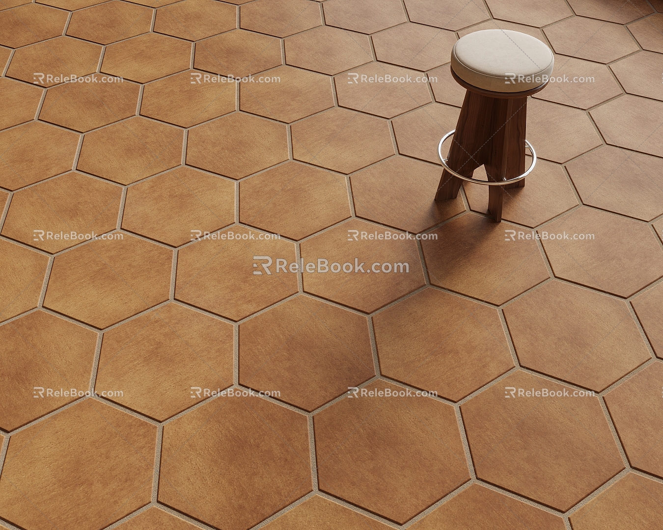 Modern Floor Tile Antique Tile Round Stool 3d model