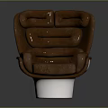 Comfortable Brown Modern Armchair With Curved Lines Plush Cushion And White Round Base