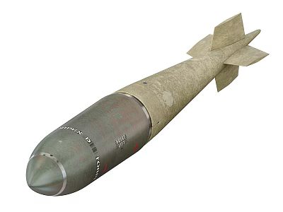 Military Olive Drab Aerial Bomb With Conical Nose And Stabilizer Fins 3d model
