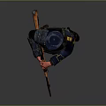 Tactical Uniformed Character Standing With Crossed Arms Helmet Mask And Blue Gear