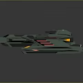 Futuristic Sci Fi Spaceship Model With Green Body And Red Accent Stripes