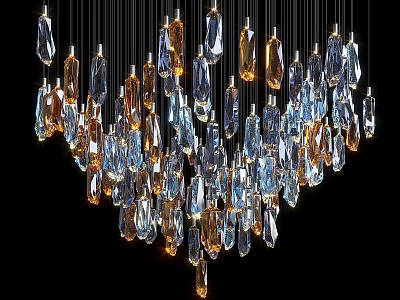 Elegant Crystal Chandelier With Sparkling Hanging Pendants Modern Design And Decorative Lighting 3d model