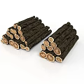 Stacked Plant Wood Logs With Cut Cross Sections And Visible Annual Rings
