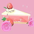 Delicious Strawberry Cake Topped With Whipped Cream Fresh Strawberries Pink Roses And Sparkles